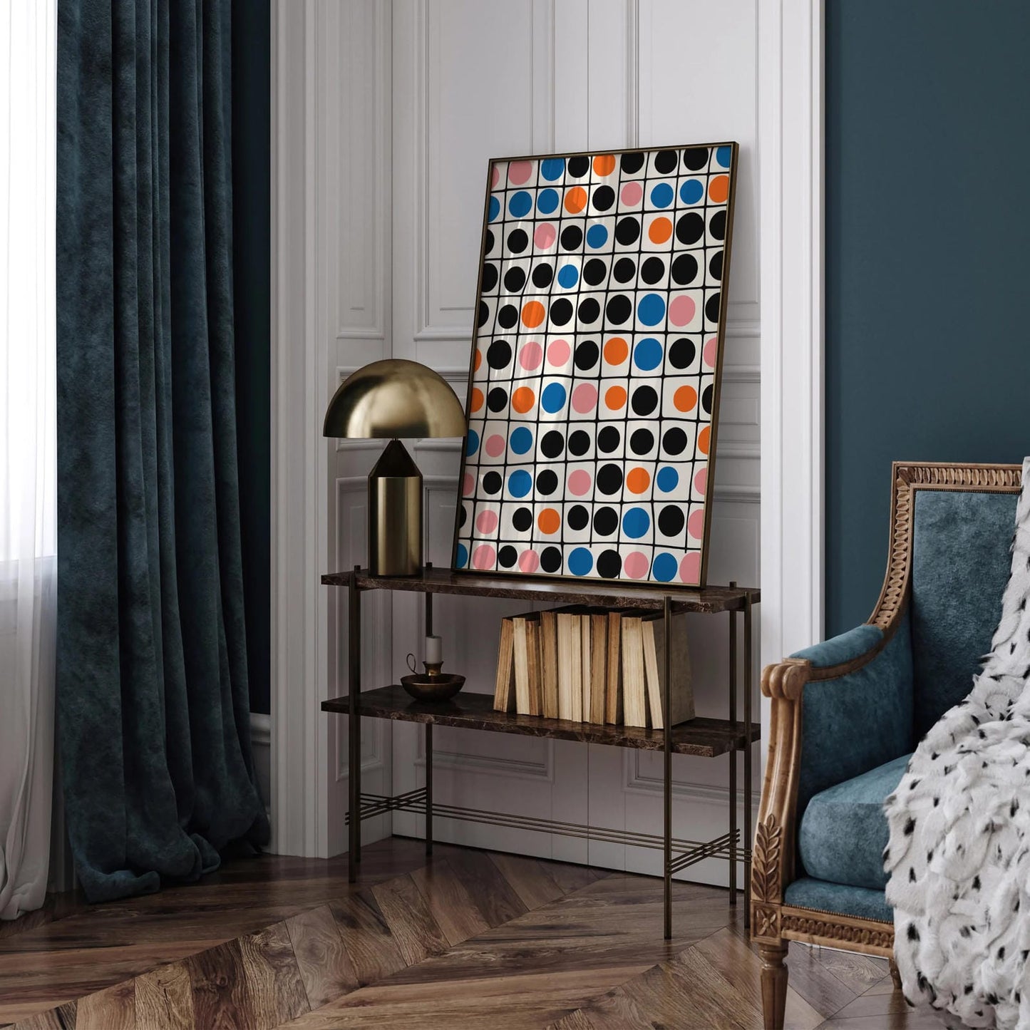 Mid-Century Abstract Dots Pattern Art Print