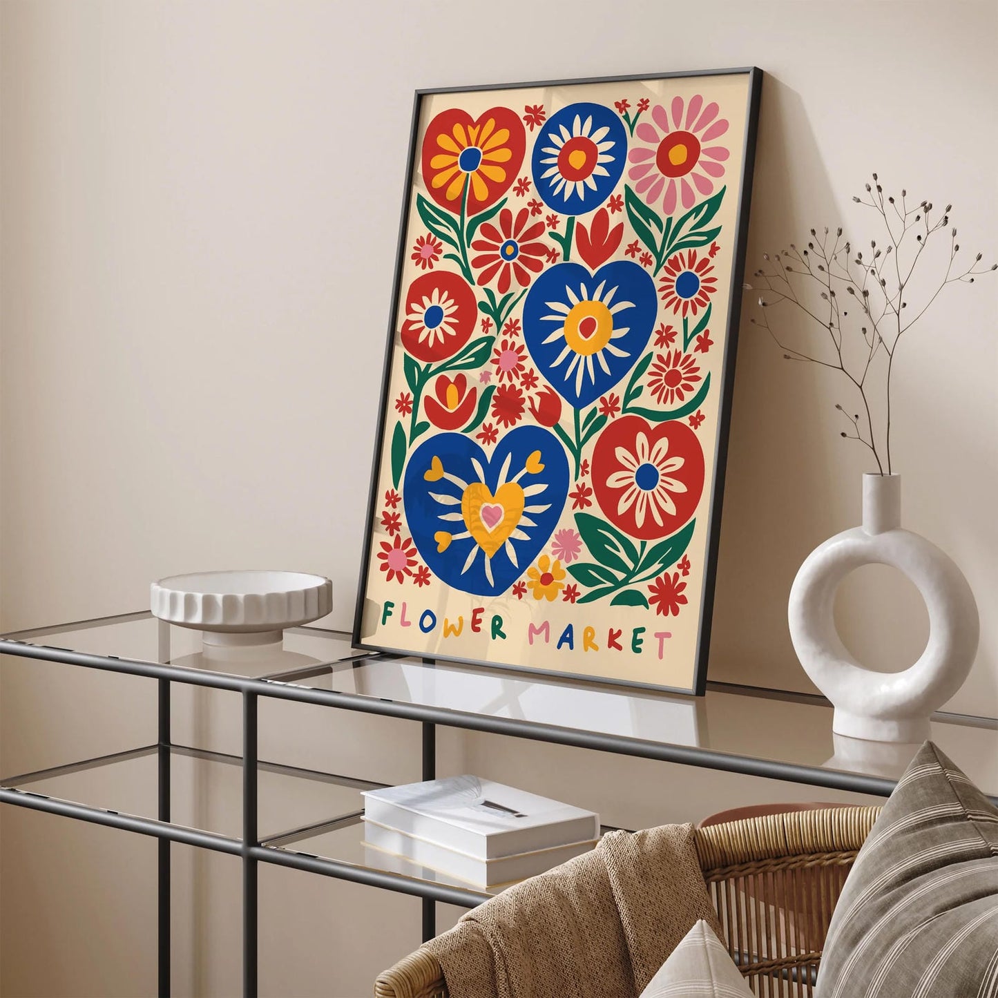 Colorful Bohemian Flower Market Poster