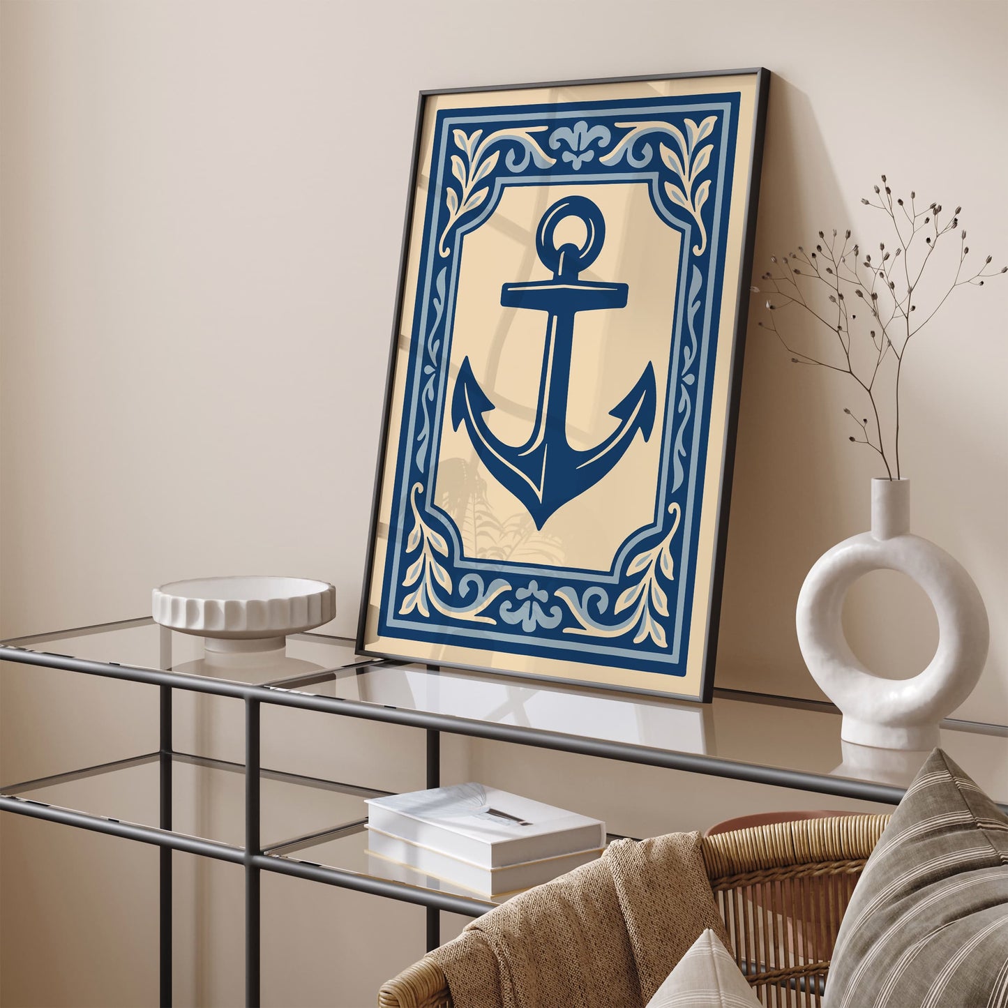 Anchor Art Print - Nautical Rococo Style Poster