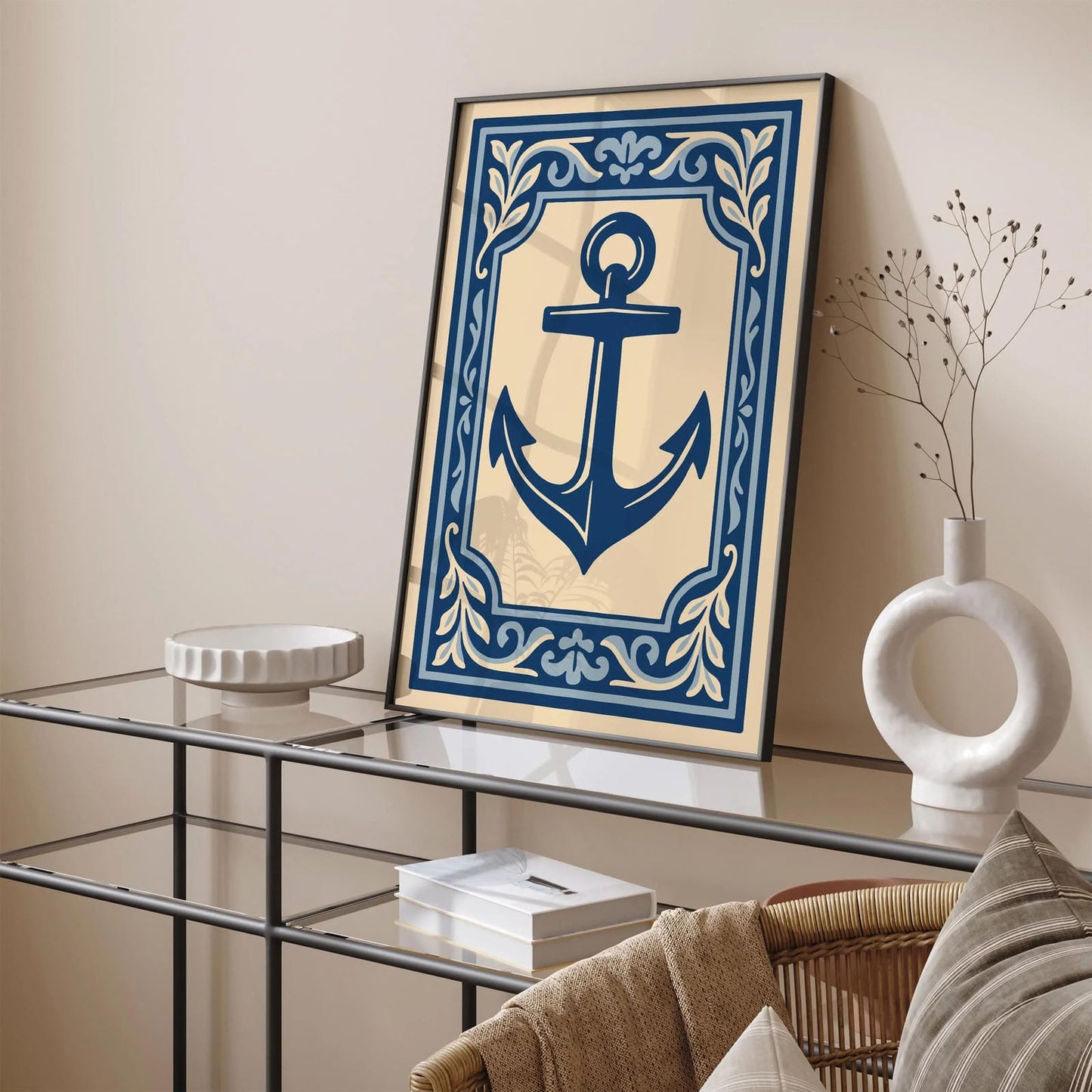 Anchor Art Print - Nautical Rococo Style Poster
