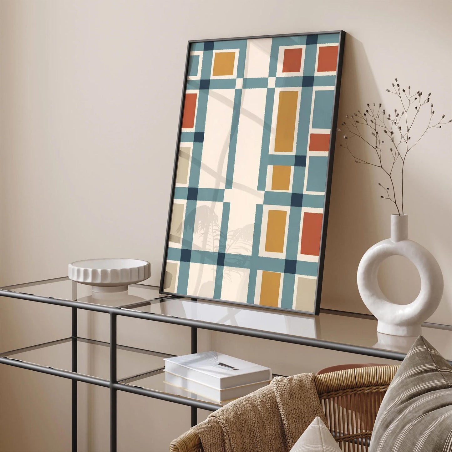 Neutral Colors Modern Geometric Design Print