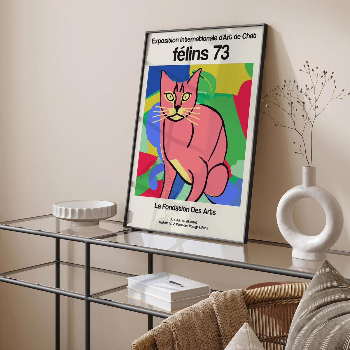French Cat Exhibition Retro Poster