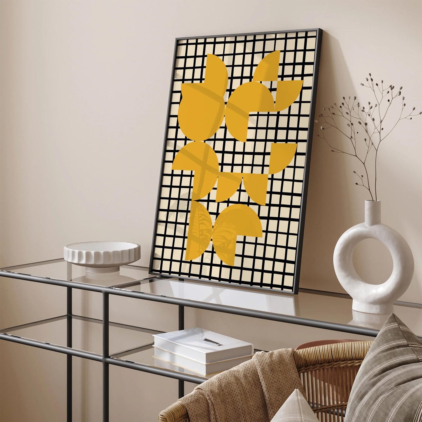 Yellow Shapes in Mid Century Modern Style Art Print