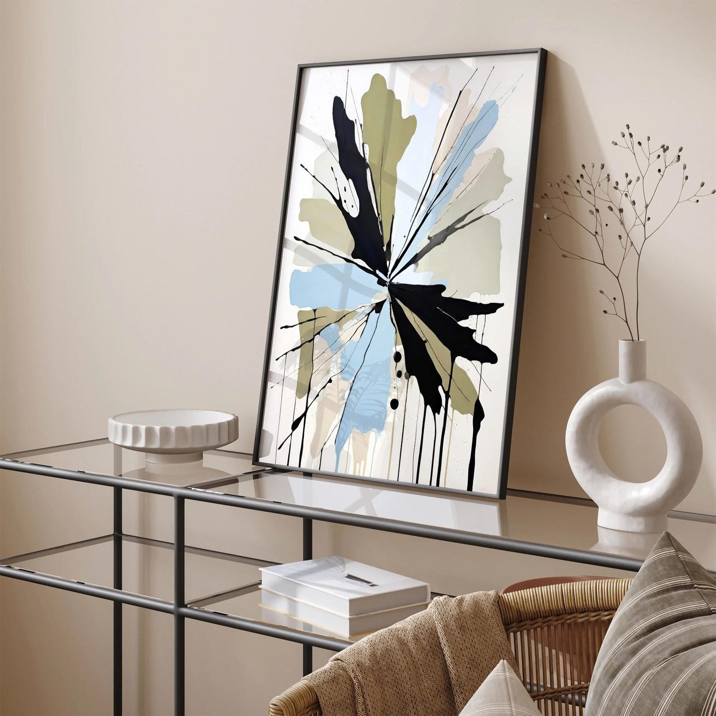 Blue Abstract Art for Bathroom Decor