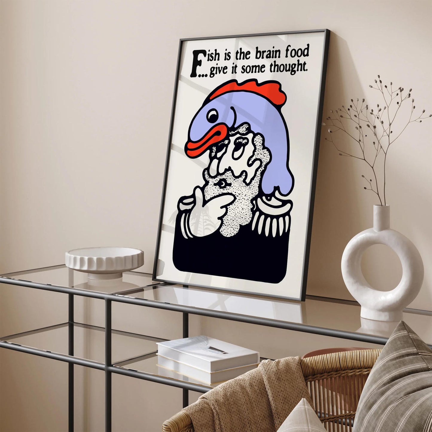 Fish Eating Motivational Vintage Poster