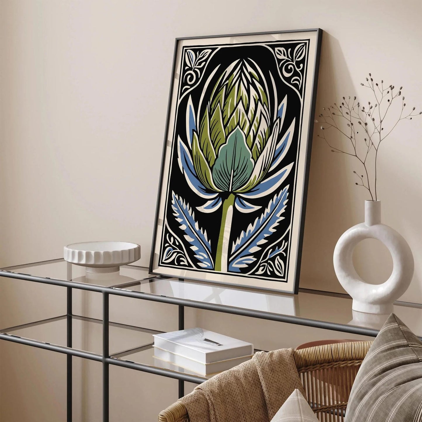 Vintage Linocut Artichoke Print – Kitchen Wall Art