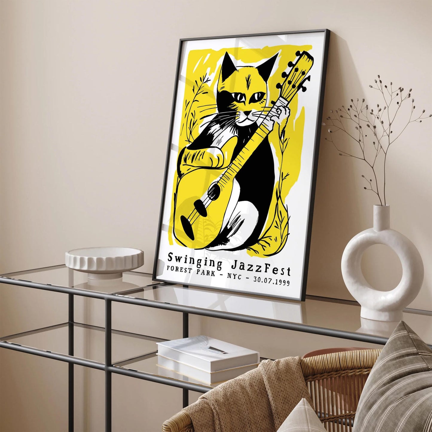 NYC Jazz Fest - Yellow Cat Wall Art Poster