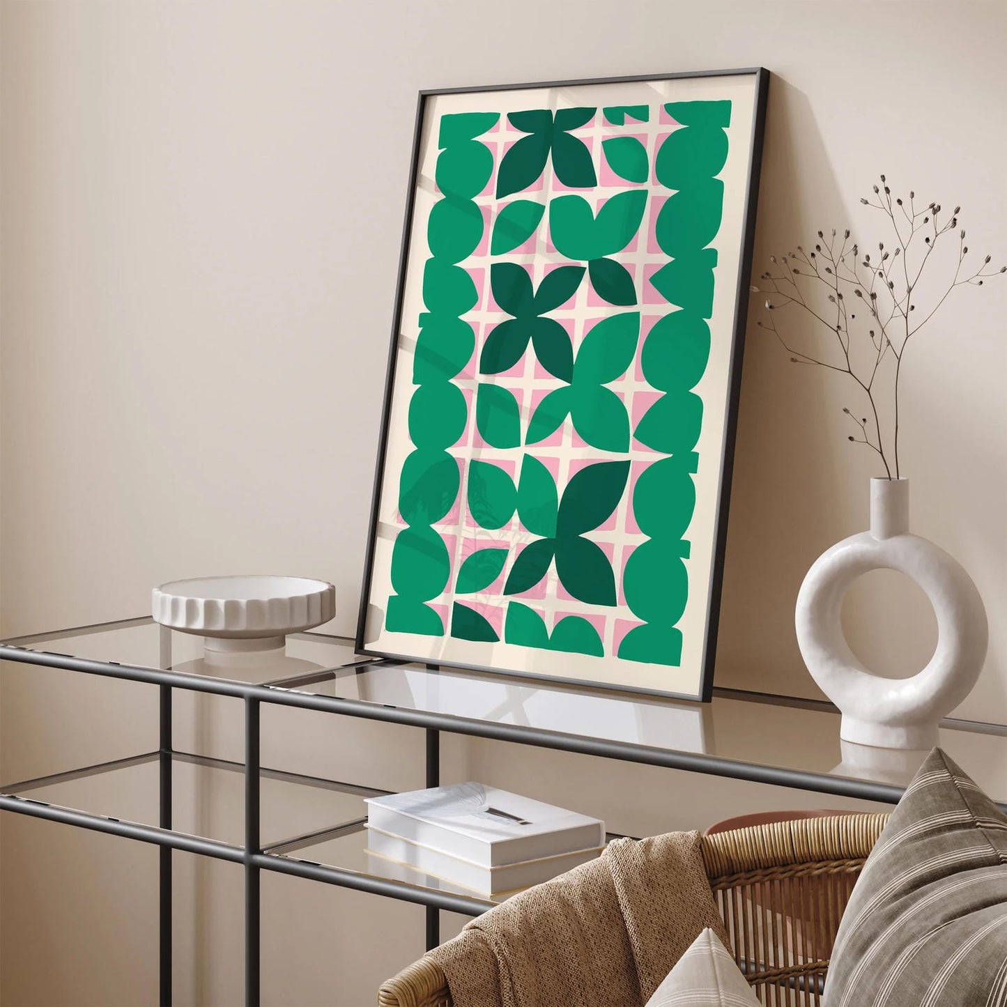 Abstract Green Wall Art, Mid-Century Inspiration