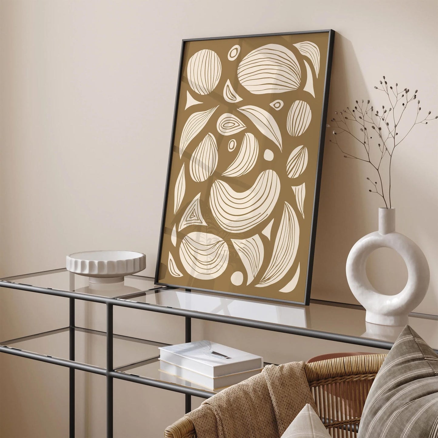 Neutral Abstract Print in Cinnamon Color