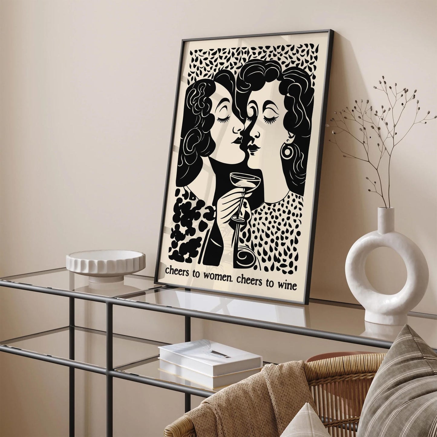 Cheers To Women - B&W Wine Poster