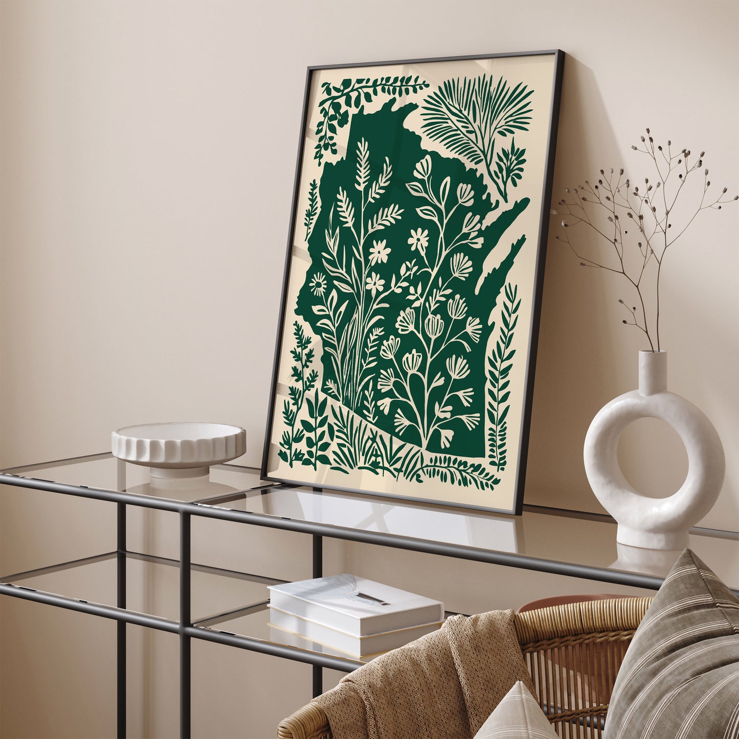 Wisconsin Map Green Poster