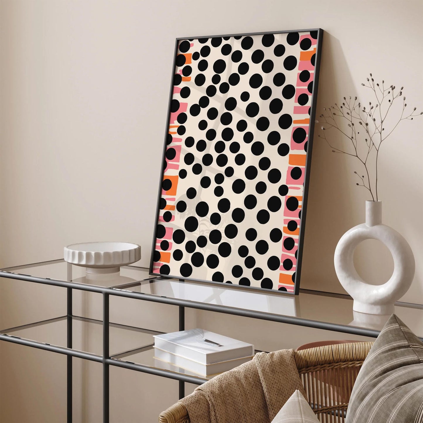 Abstract Black Dots Mid Century Poster