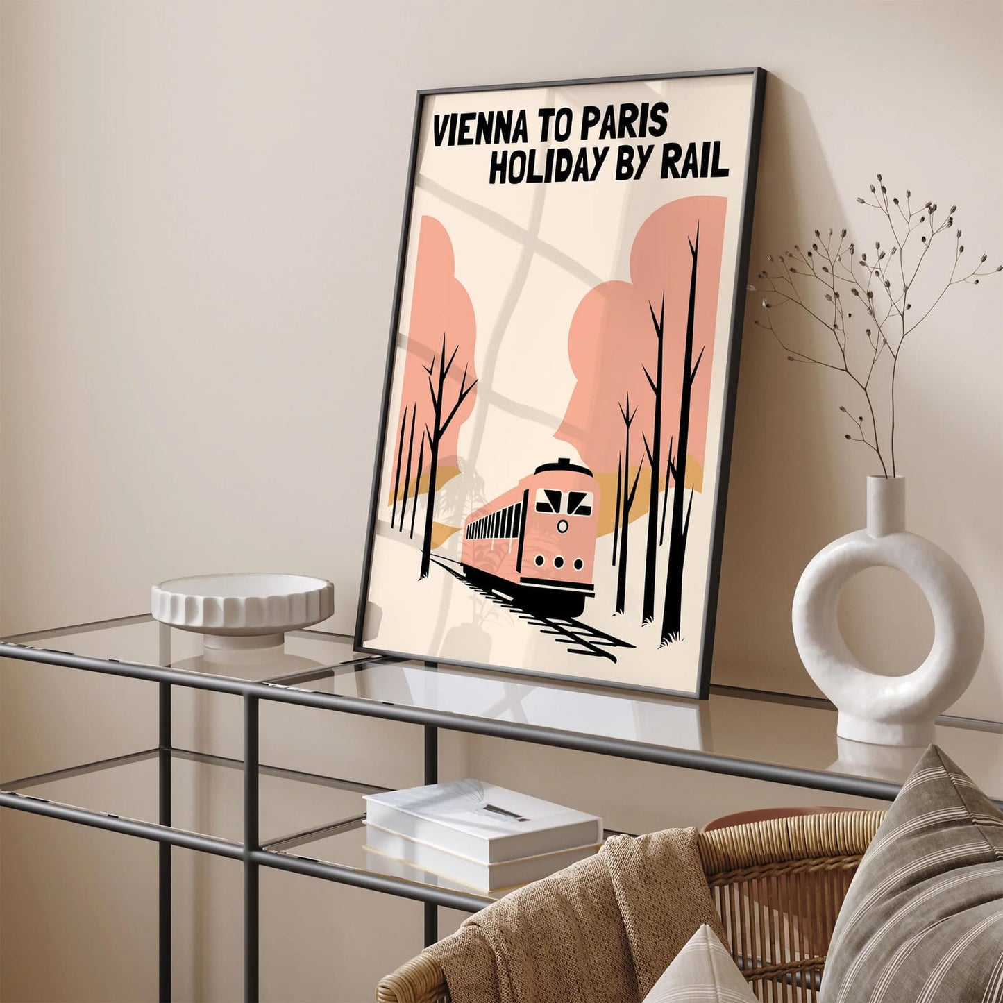 Vienna to Paris Retro Travel Poster
