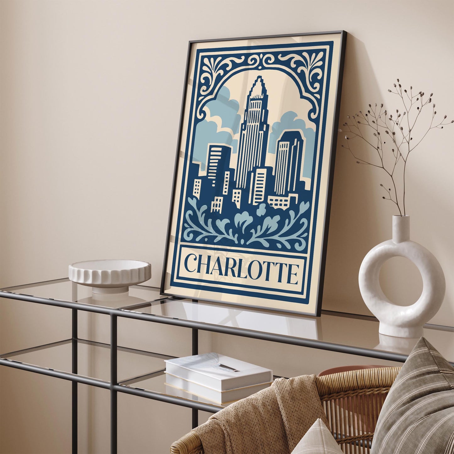Charlotte, USA Travel Poster – Charlotte Wall Art Print
