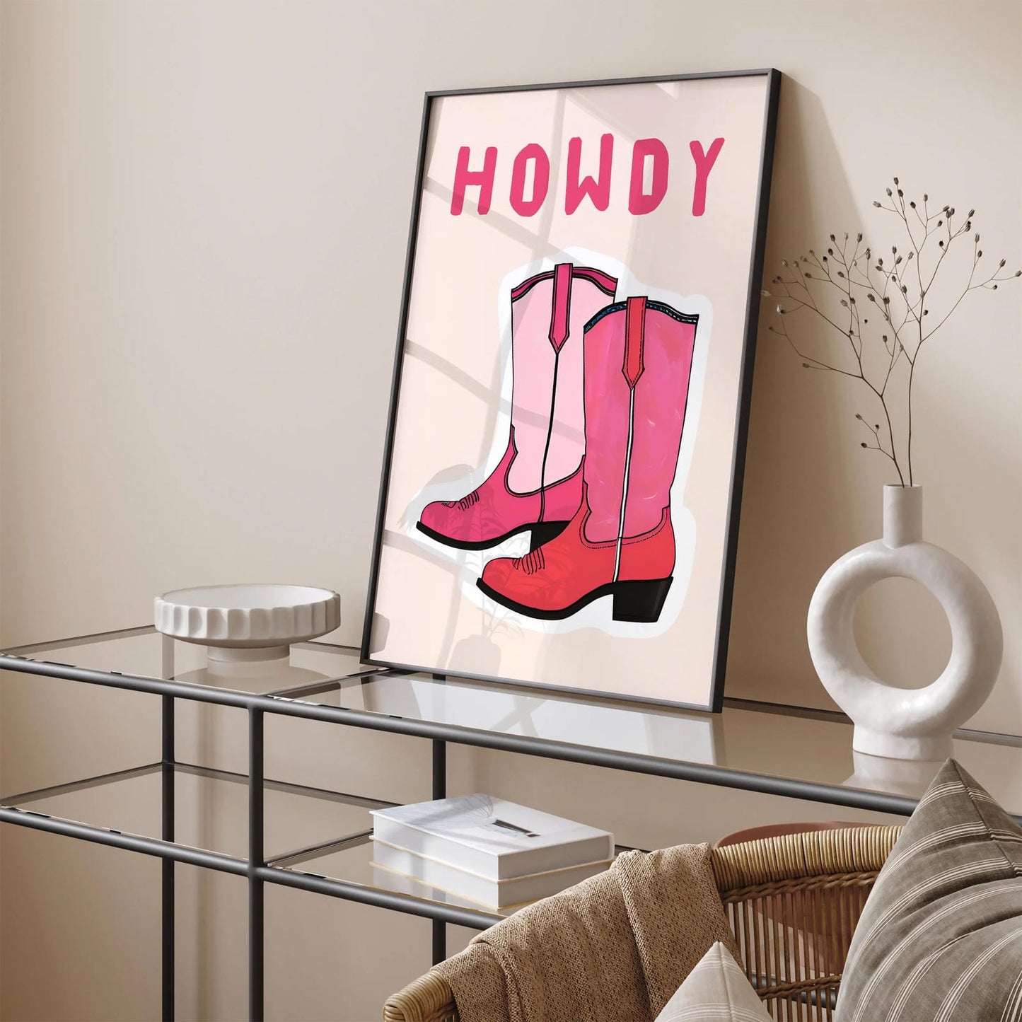 HOWDY - Pink Cowgirl Boots Cute Poster