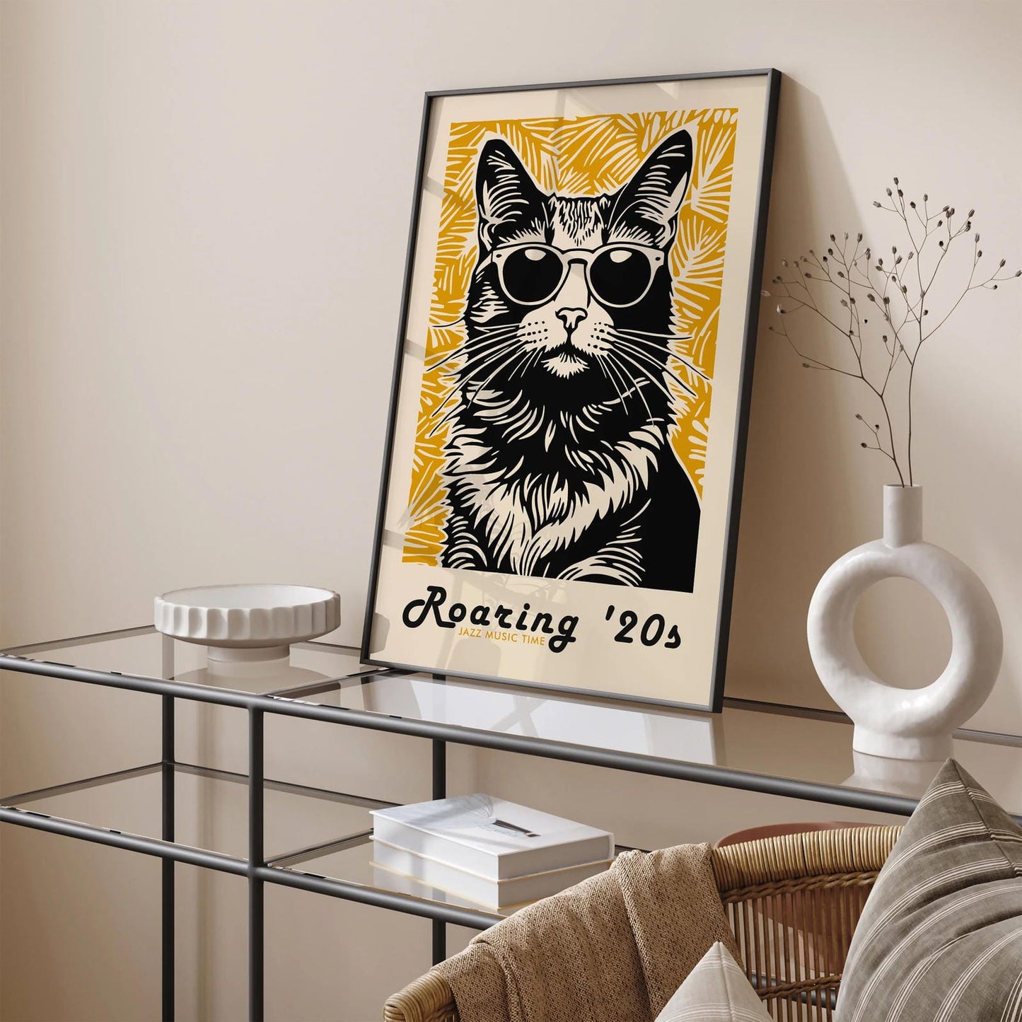 Roaring 20s Cat Jazz Music Poster