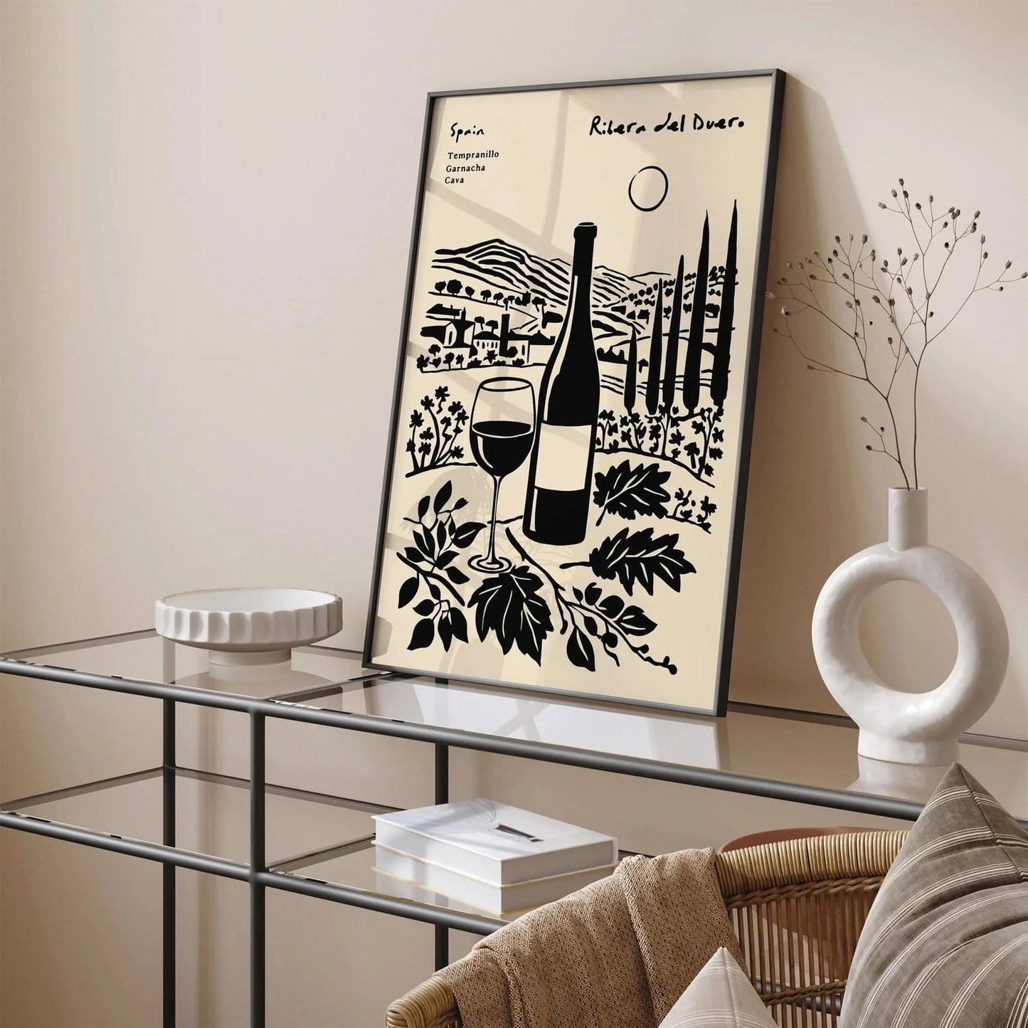 Ribera del Duero Wine Poster – Black Ink Style