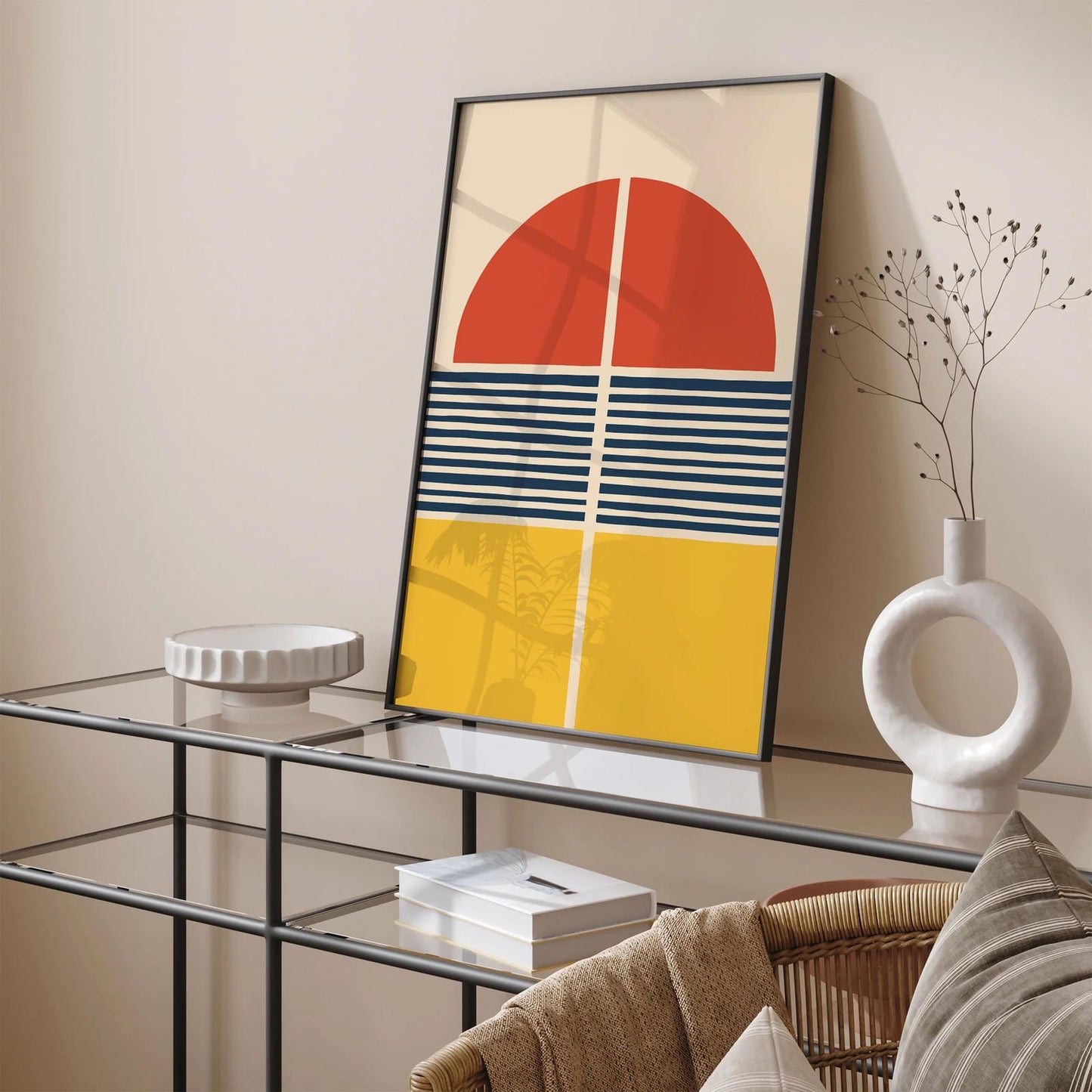 Mid Century Sun Geometric Art Print 2024