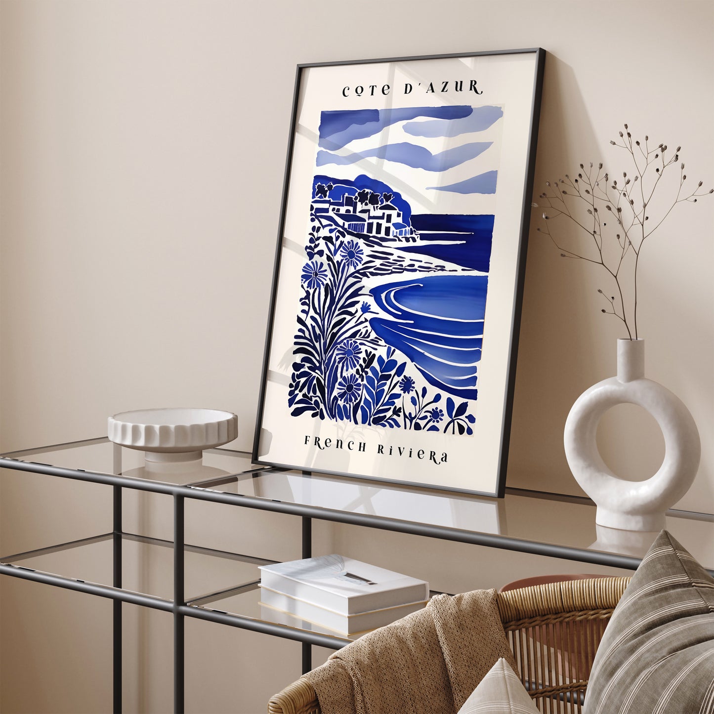French Riviera Cote d Azur Blue Poster
