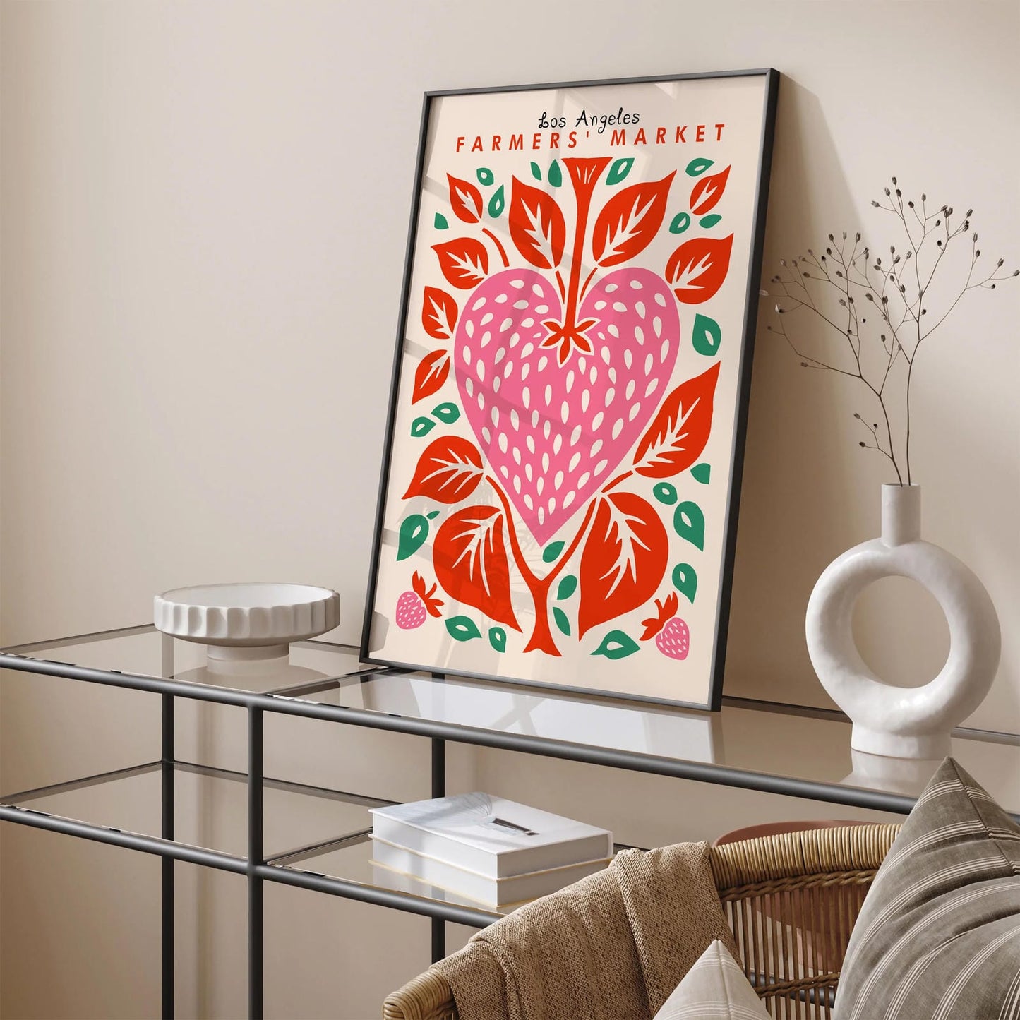 Los Angeles Farmers Market Pink Wall Art