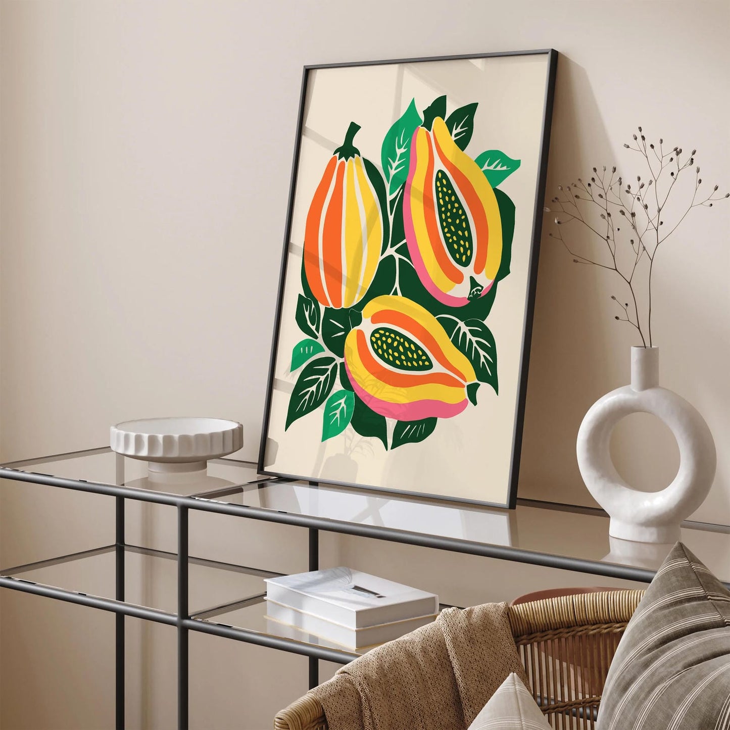 Vibrant Tropical Fruit Papaya Wall Art