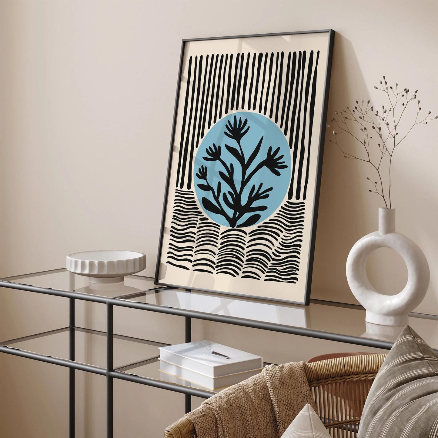 Mid Century Blue Nature Poster 2025