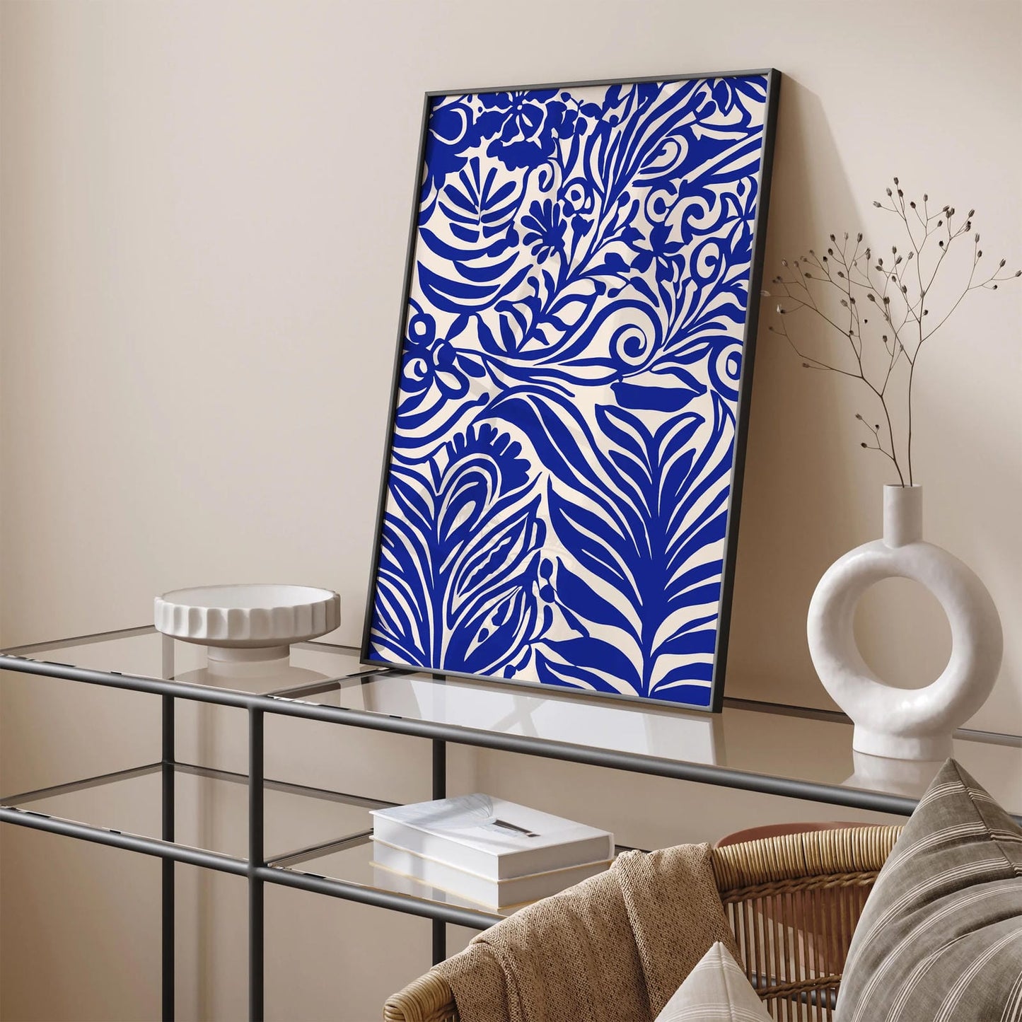 Indigo Blue Floral Art Print