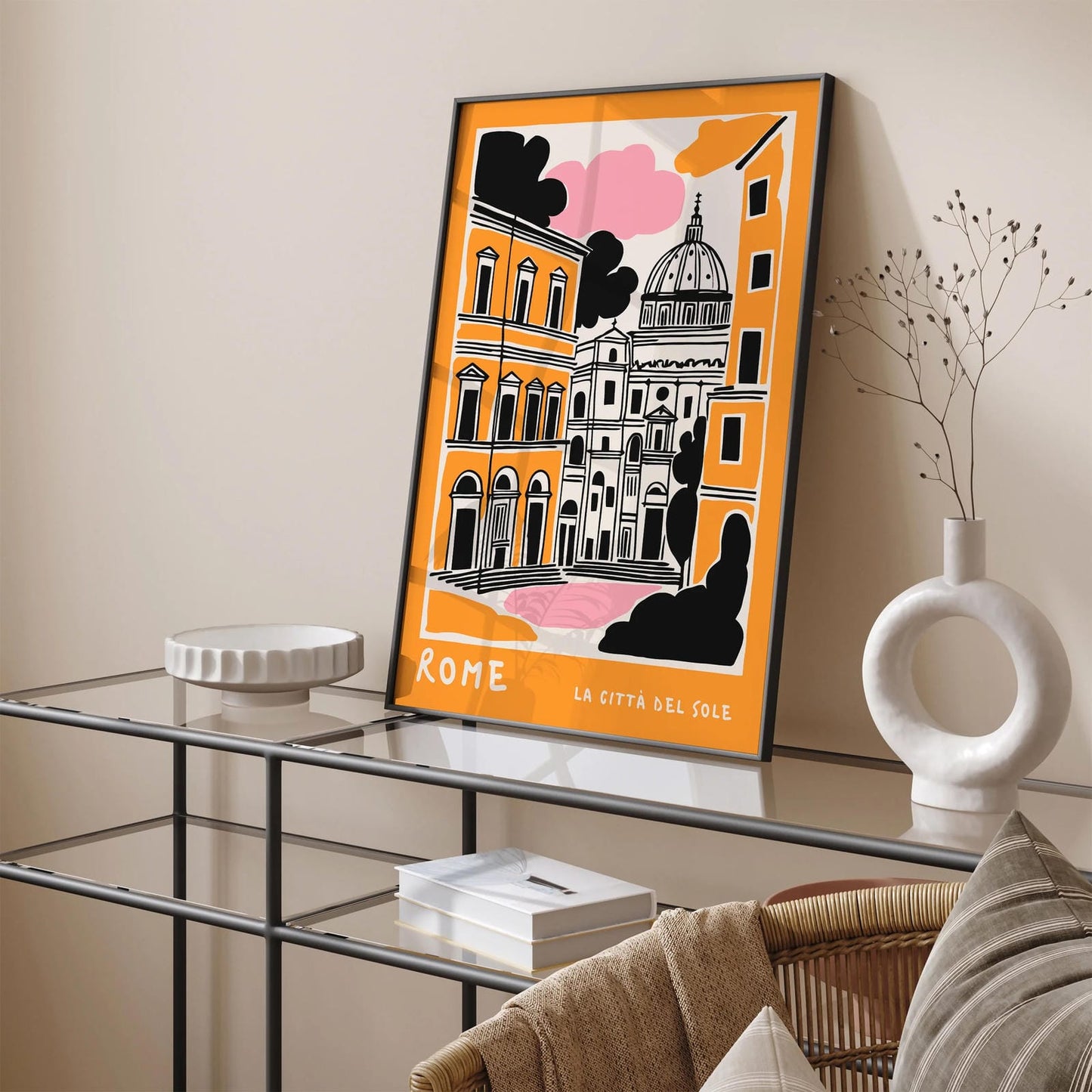Rome Yellow Handdrawn Style Art Print