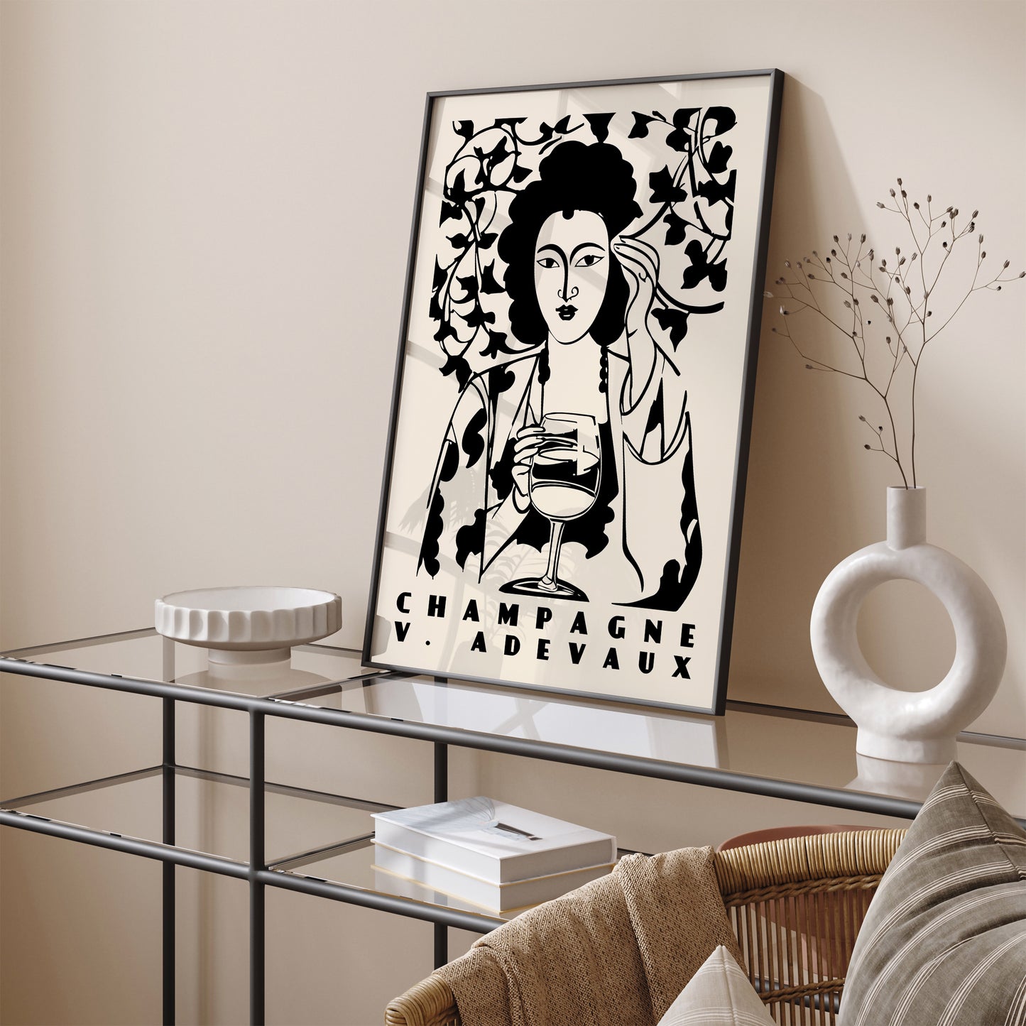 French Champagne Ink Wall Poster