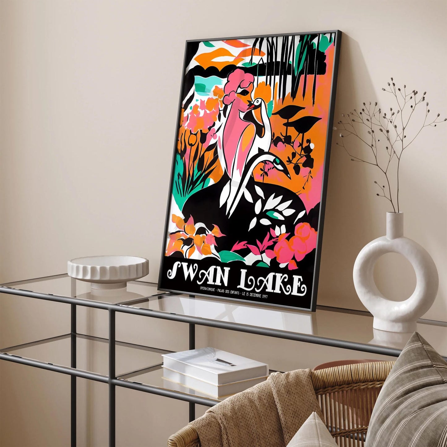 Swan Lake Ballet Retro Poster