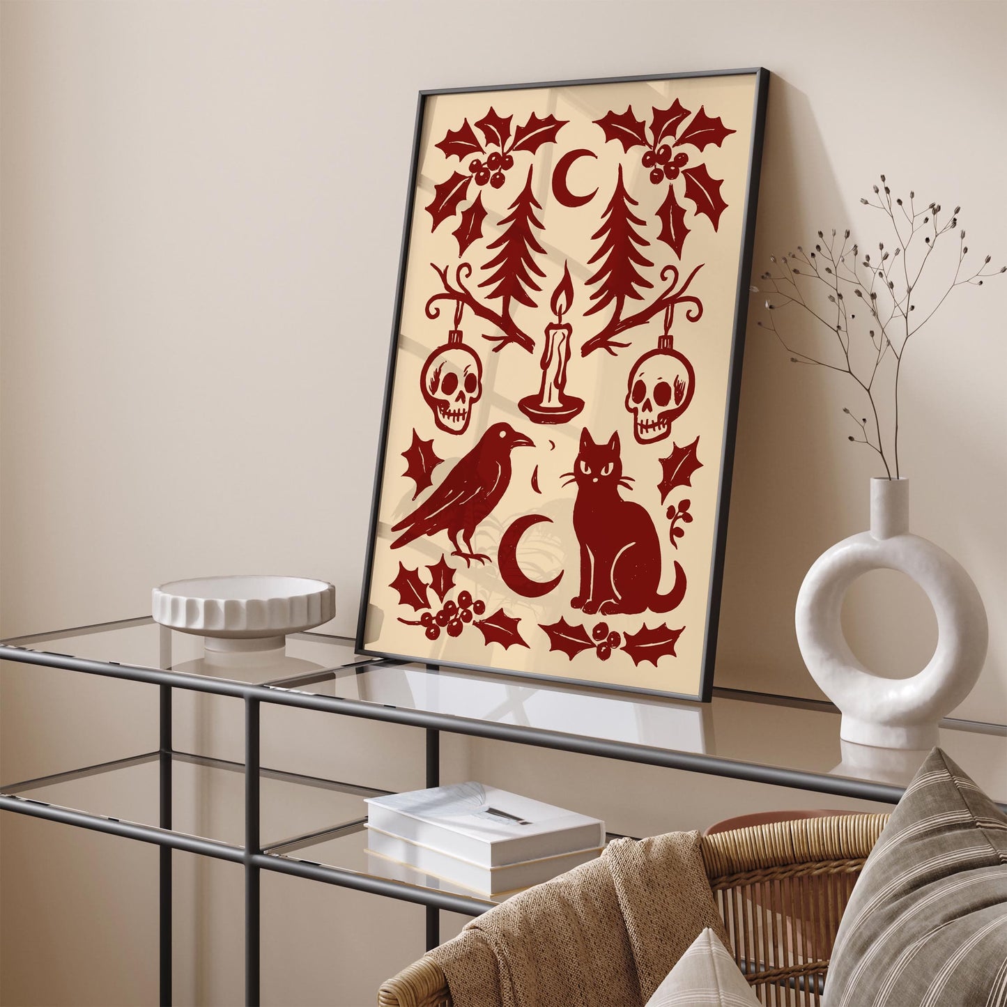 Gothmas Poster - Burgundy Gothic Christmas Wall Art