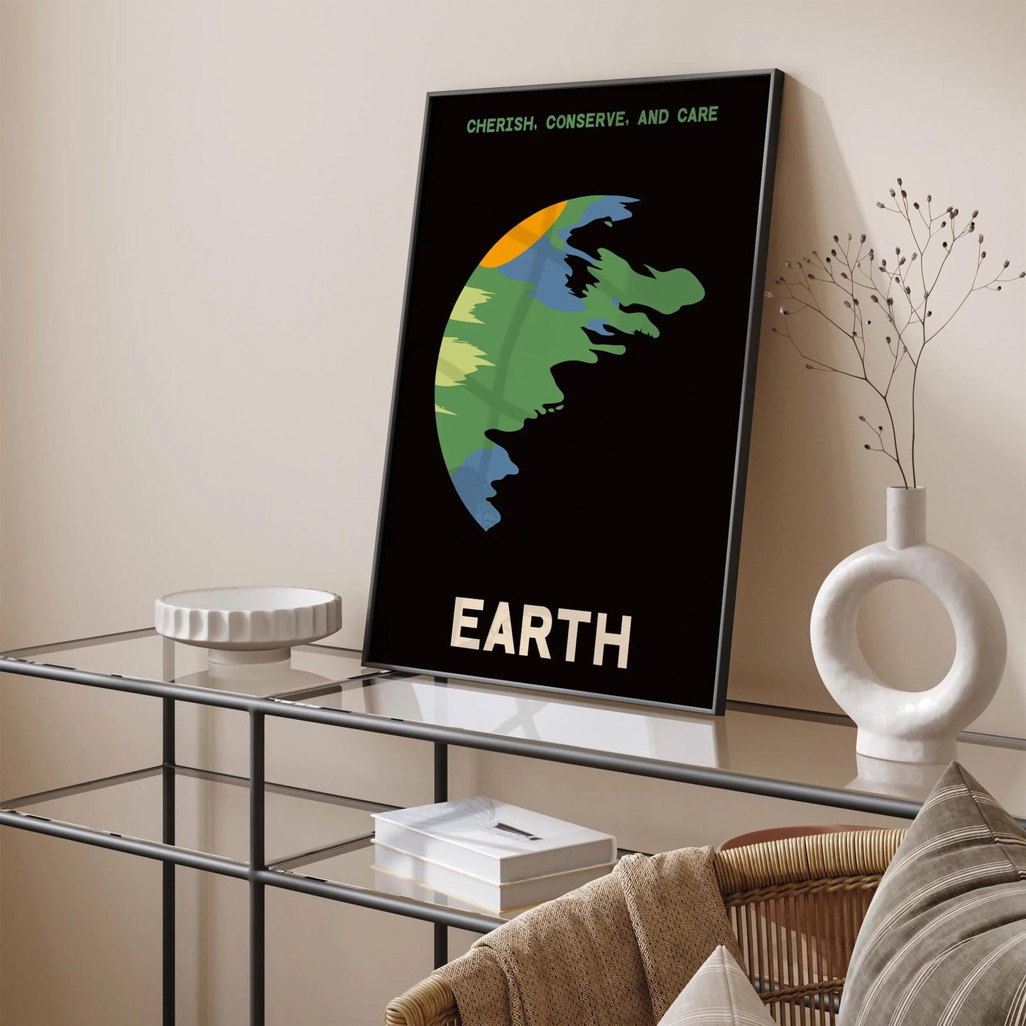Minimal Planet Earth Poster - Space Nerd Gift