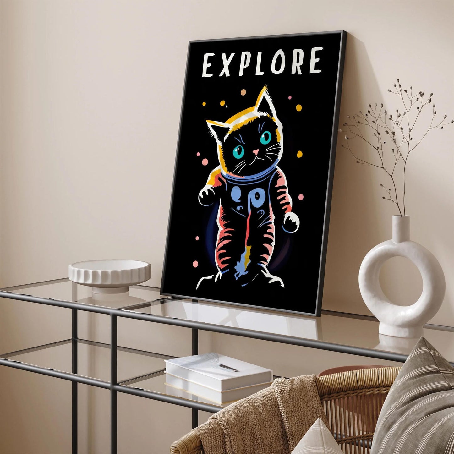 Explore Space - Cute Cat Wall Art