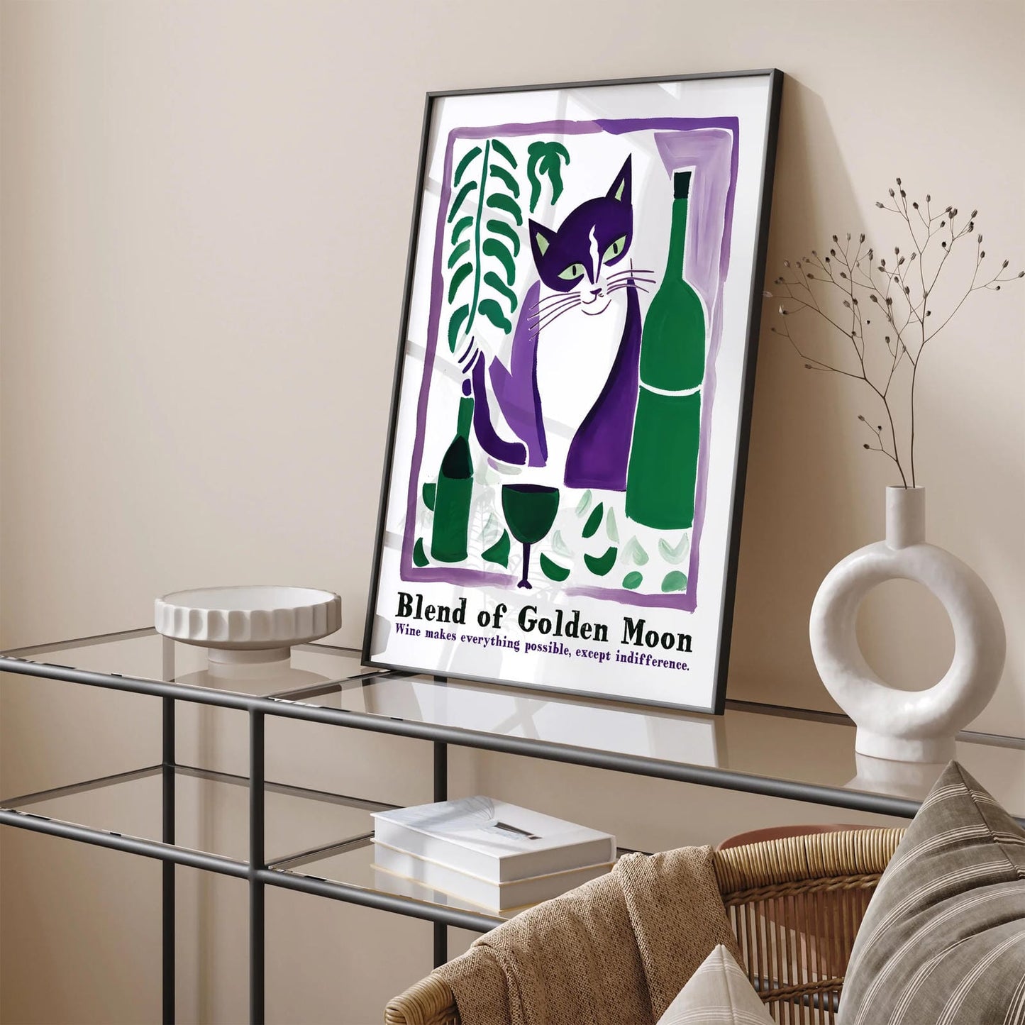 Cat and Wine Cute Kitchen Wall Decor