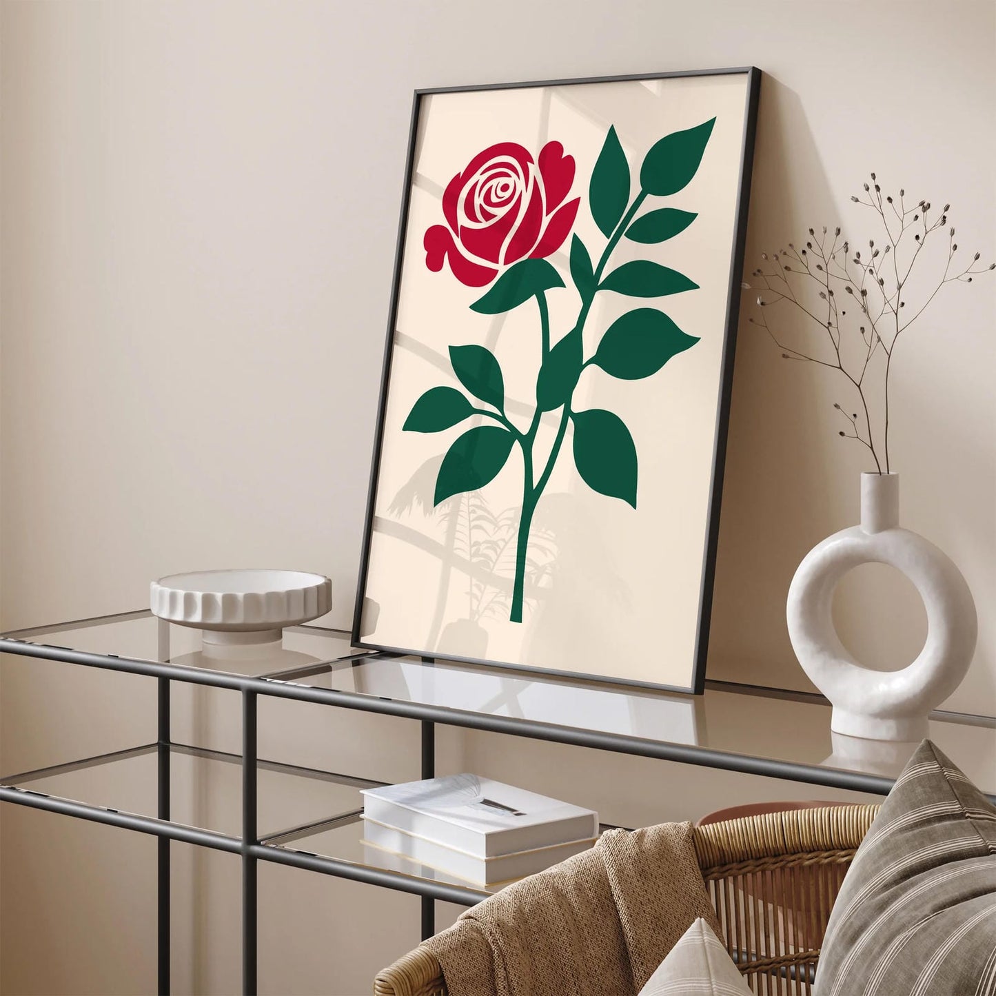 Minimalist Red Rose Art Print