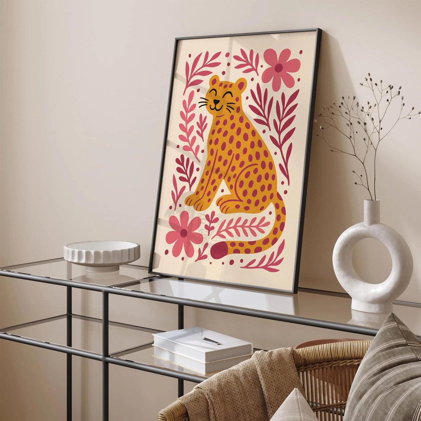Cute Little Cheetah in Flowers Poster