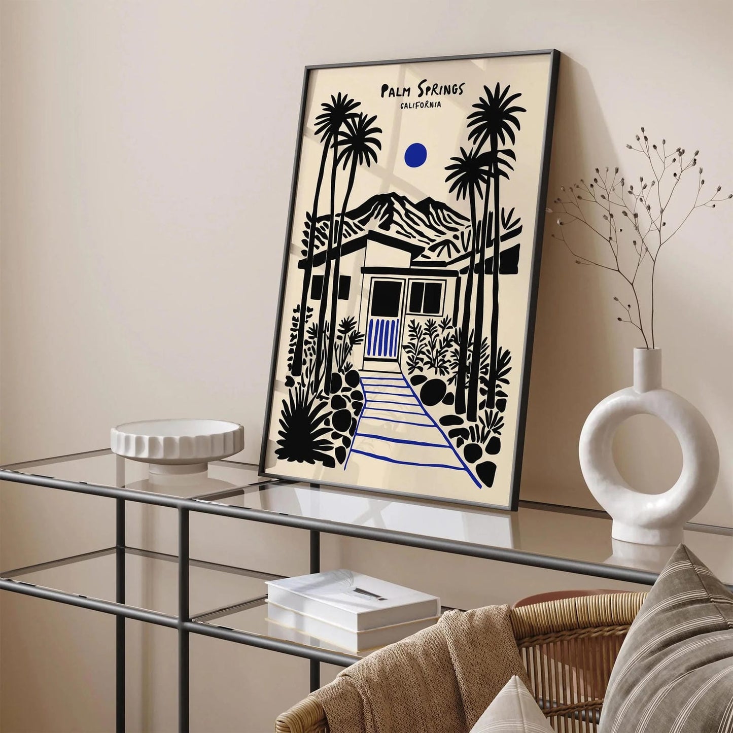 Palm Springs California Black Ink Poster