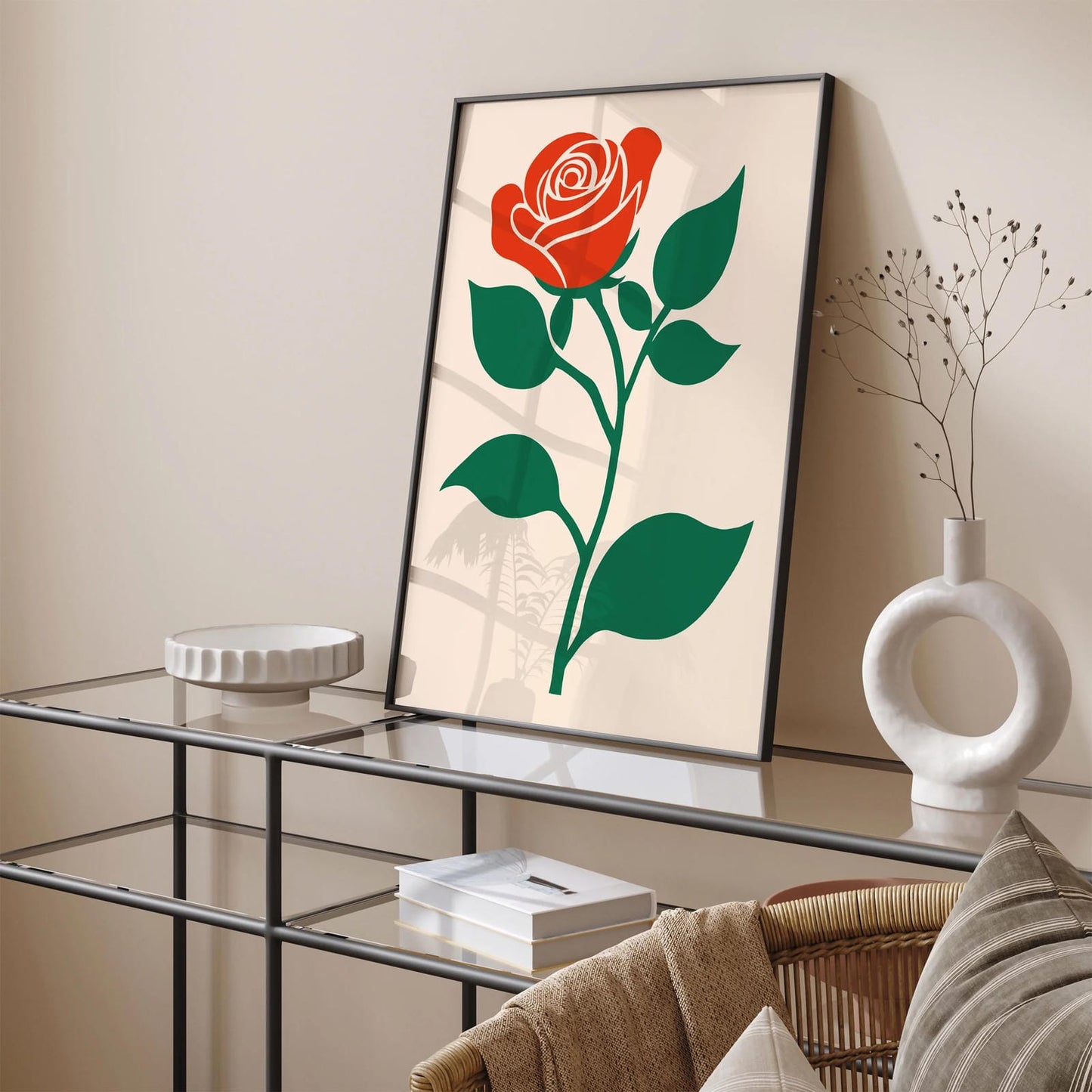 Minimalist Retro Rose Art Print