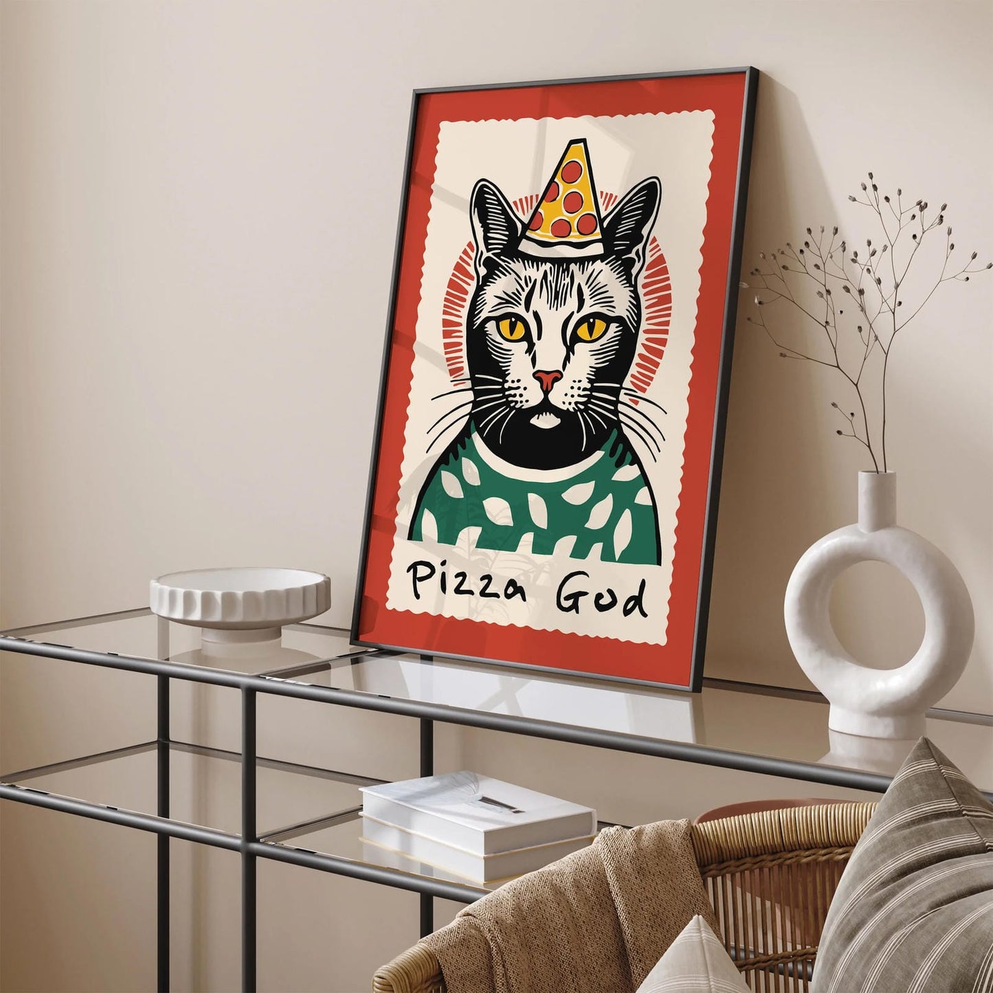 Pizza God Funny Kitchen Poster