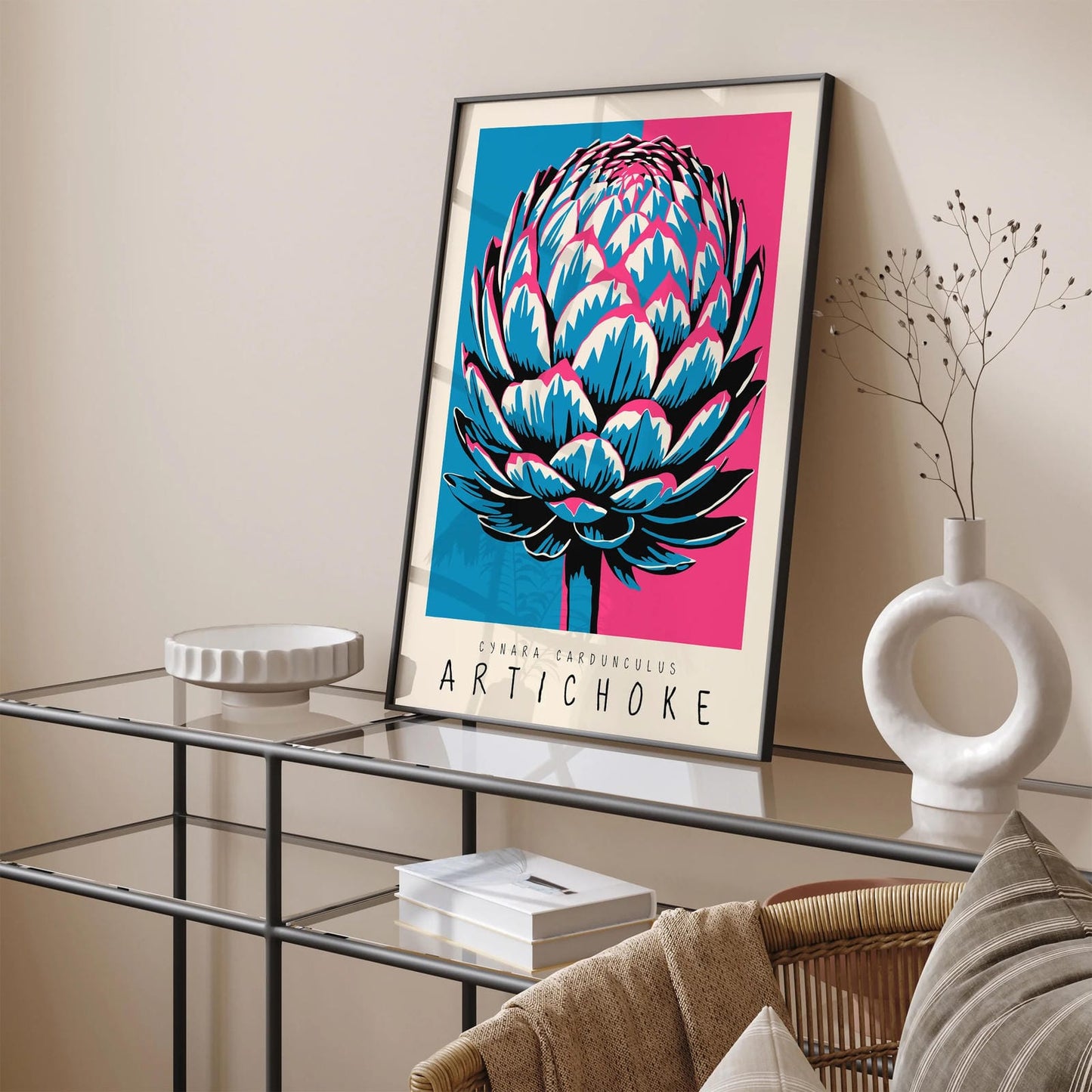 Pop Art Blue Pink Artichoke Retro Design
