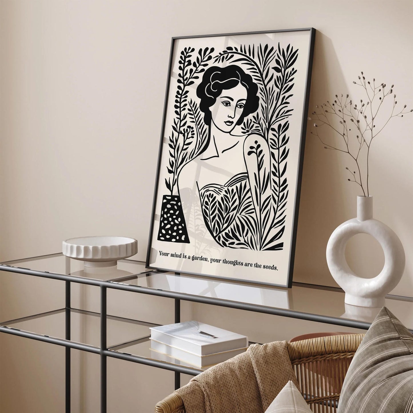 Botanical Quote Plant Lady BW Poster