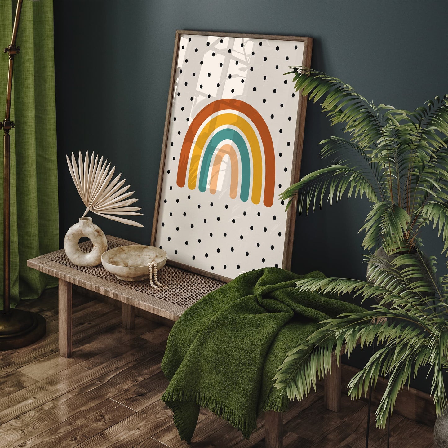 Retro Rainbow - Mid Century Modern Abstract Scandi Wall Art Print