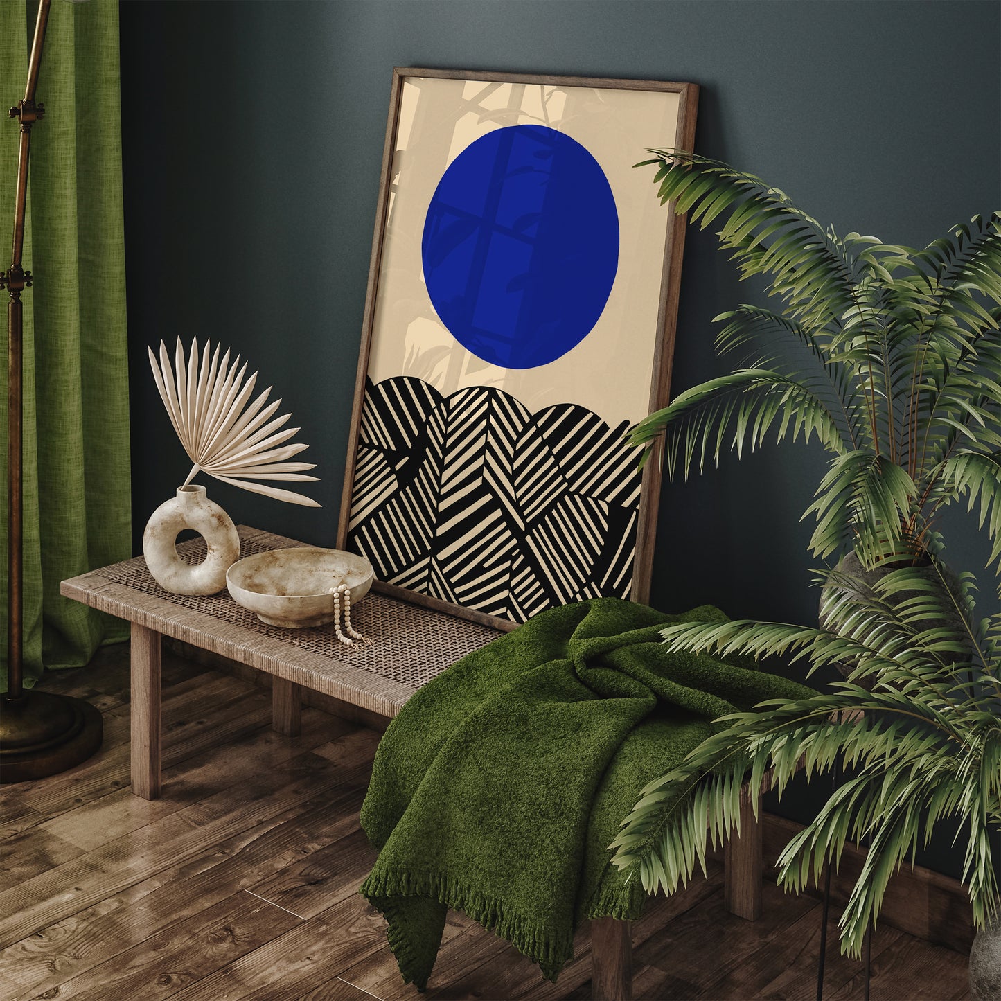 Blue Circle Home Office Wall Art Decor