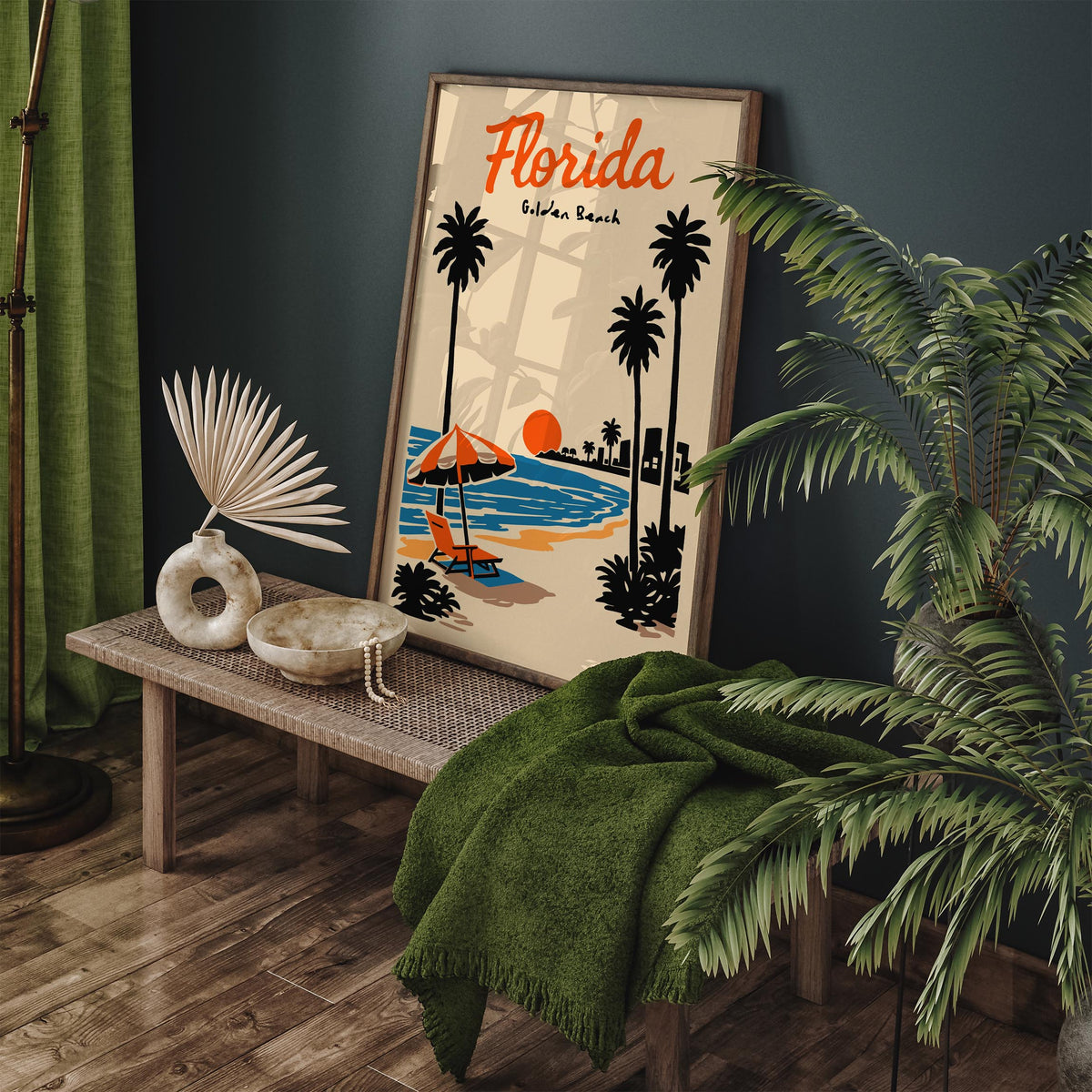 Florida Golden Beach Travel Poster