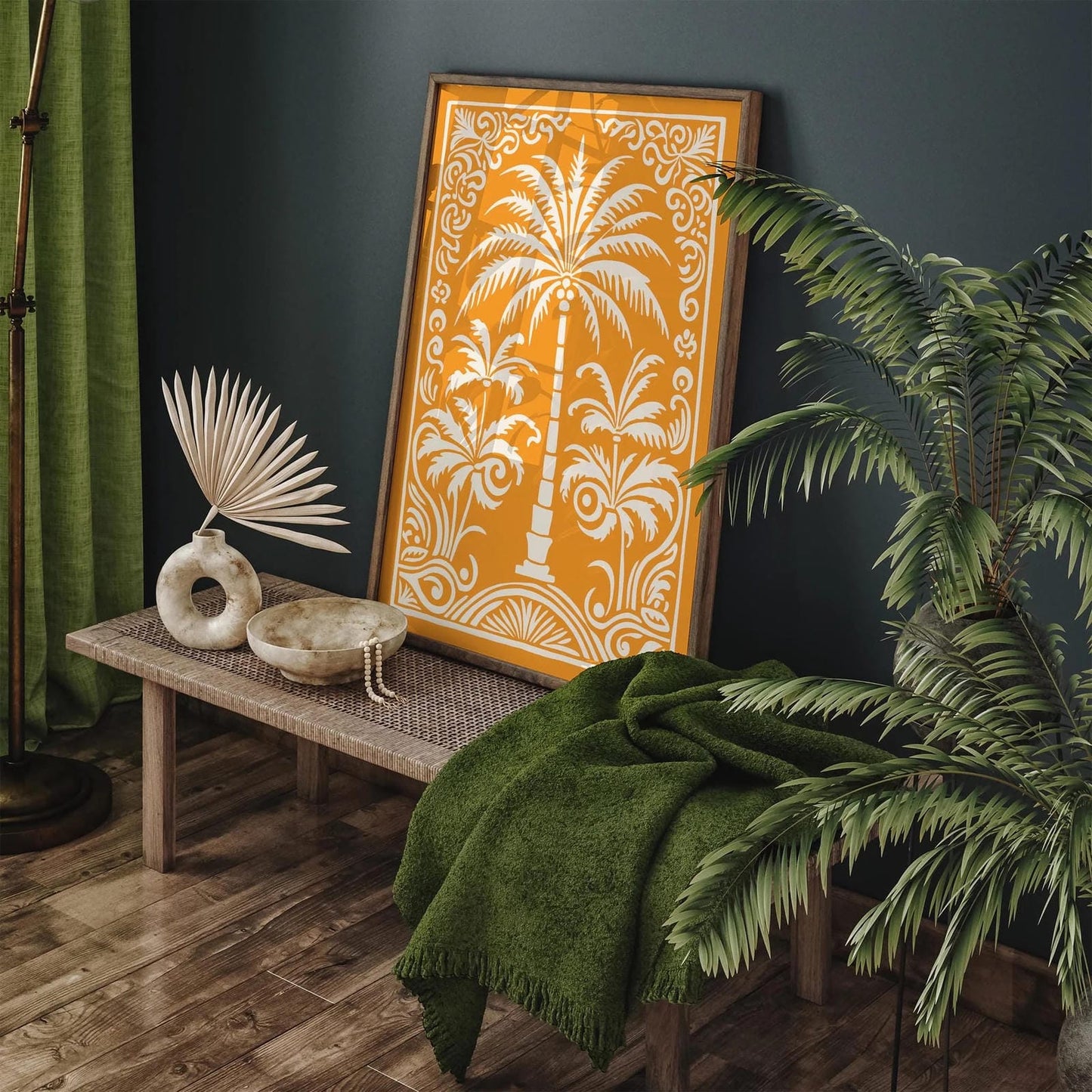 Warm Yellow Palm Tree Nature Wall Art Print