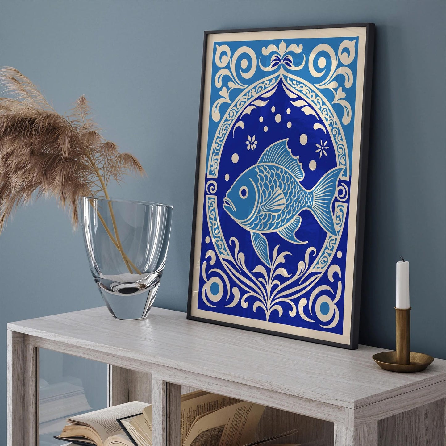 Nautical Blue Fish Art Print