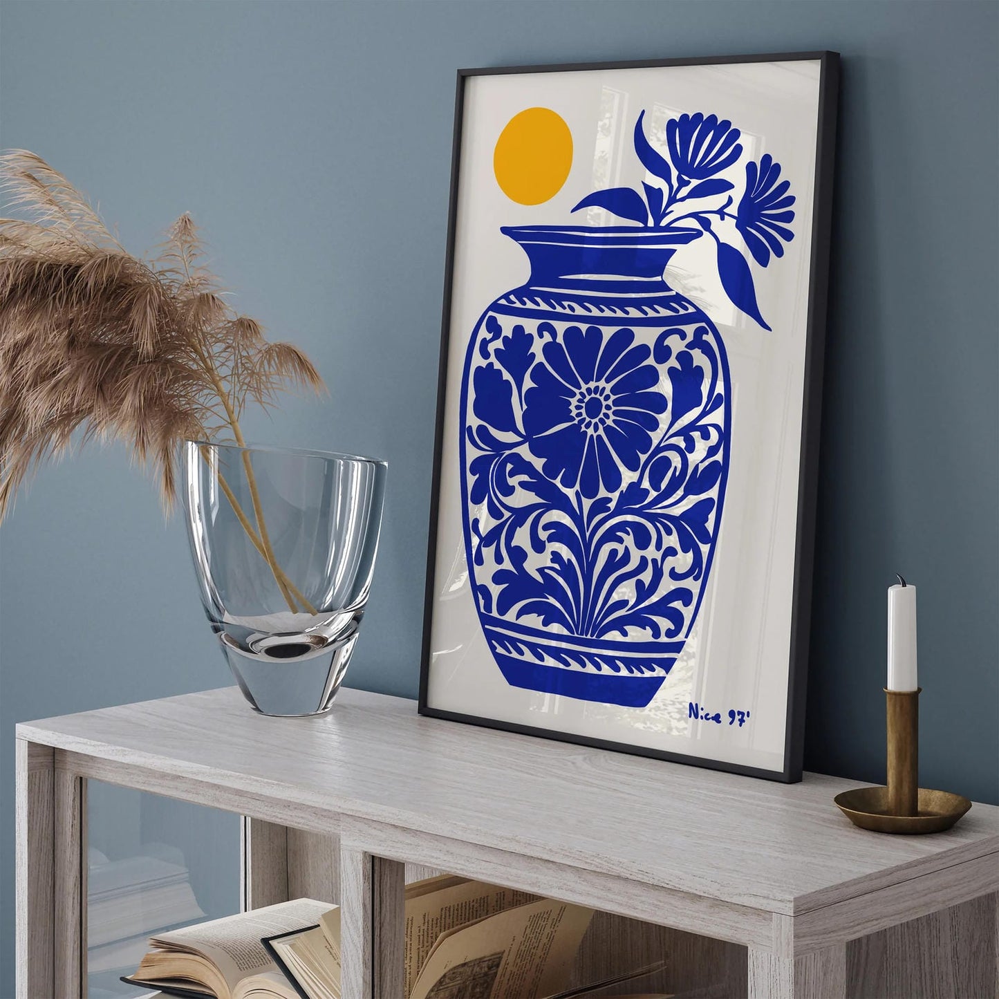 Nice, Blue Flowers in Vase Art Print