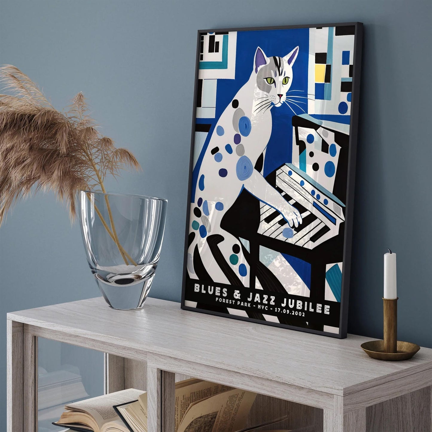 NYC Blues & Jazz Cat Poster