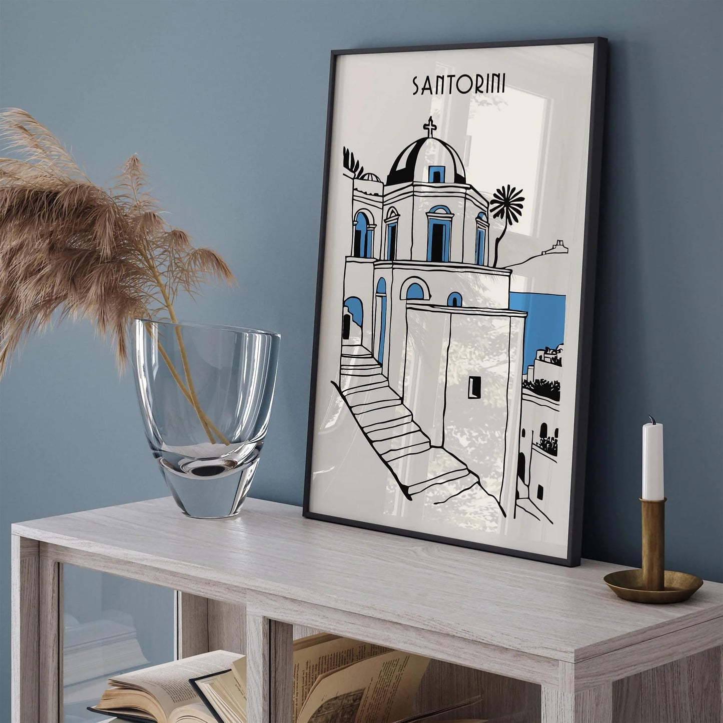 Santorini Minimalist Cityscape Poster