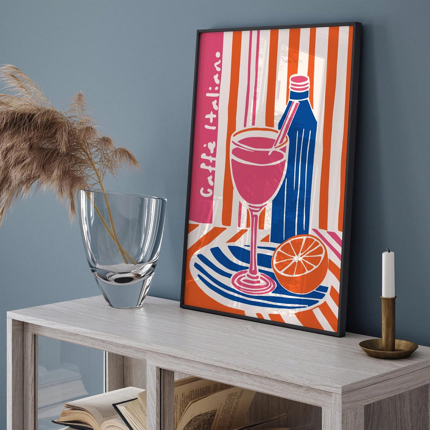 Cafe Italiano Blue Pink Kitchen Wall Art